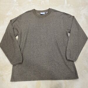 Farah Mens Large Brown Marled Knit Crewneck Pullover Sweater LS Cotton Blend L
